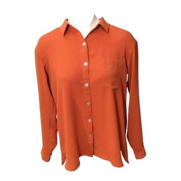 J Jill Burnt Orange Long sleeve Button Down Blouse Size Small - Picture 1 of 5